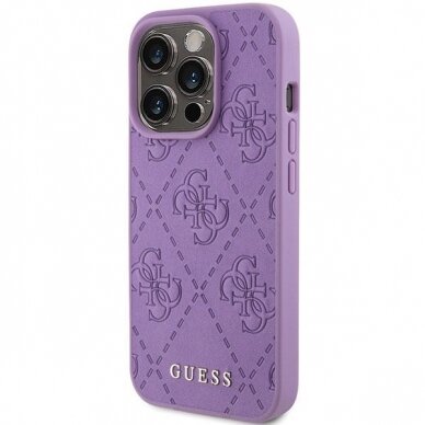 Dėklas Guess GUHCP15XP4EPMU iPhone 15 Pro Max 6.7" Violetinis hardcase Leather 4G Stamped 1