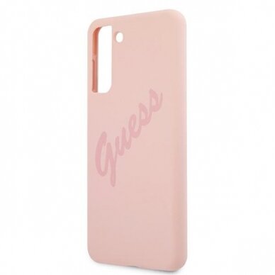 Dėklas Guess GUHCS21MLSVSPI Script Vintage Samsung Galaxy S21 Plus telefonui rožinis 5