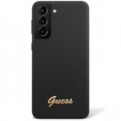 Dėklas Guess GUHCS23MSLSMK S23+ S916 Juodas/Juodas hardcase Silicone Vintage Auksinis Logo