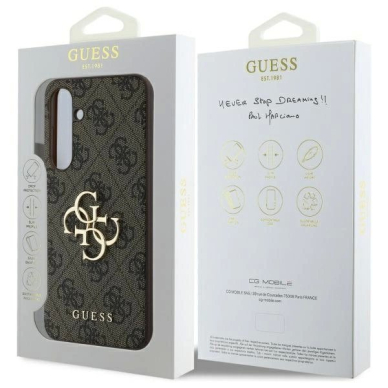 Dėklas Guess GUHCS24FE4GMGBR S24 FE S721 Rudas/Rudas hard 4G Big Metal Logo 7