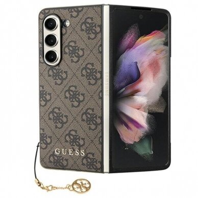 Dėklas Guess GUHCZFD5GF4GBR F946 Z Fold5 Rudas hardcase 4G Charms Collection