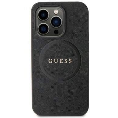 Dėklas Guess GUHMN61PSAHMCK   iPhone 11 / Xr - Juodas Saffiano MagSafe