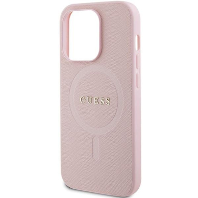 Dėklas Guess GUHMP13XPSAHMCP   iPhone 13 Pro Max - Rožinis Saffiano MagSafe 5