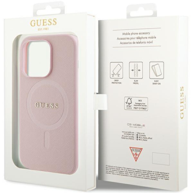 Dėklas Guess GUHMP13XPSAHMCP   iPhone 13 Pro Max - Rožinis Saffiano MagSafe 7