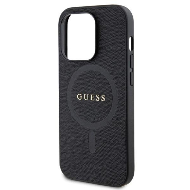 Dėklas Guess GUHMP14LPSAHMCK   iPhone 14 Pro - Juodas Saffiano MagSafe 5