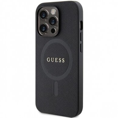 Dėklas Guess GUHMP14XPSAHMCK   iPhone 14 Pro Max 6.7&quot; - Juodas Saffiano MagSafe 1