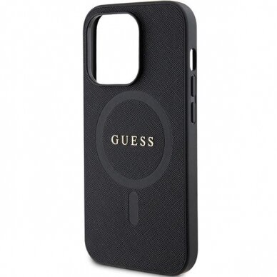 Dėklas Guess GUHMP14XPSAHMCK   iPhone 14 Pro Max 6.7&quot; - Juodas Saffiano MagSafe 5