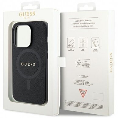 Dėklas Guess GUHMP14XPSAHMCK   iPhone 14 Pro Max 6.7&quot; - Juodas Saffiano MagSafe 7