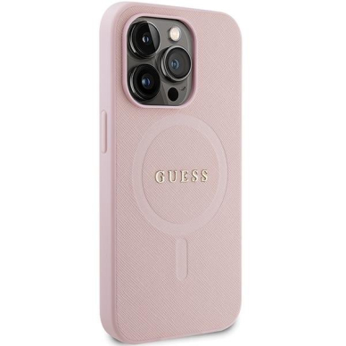 Dėklas Guess GUHMP14XPSAHMCP   iPhone 14 Pro Max - Rožinis Saffiano MagSafe 3