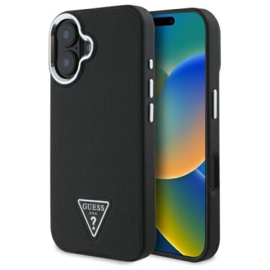 Dėklas Guess GUHMP16MPGTSPSK iPhone 16 Plus 6.7 Juodas/Juodas hard Grained Triangle MagSafe