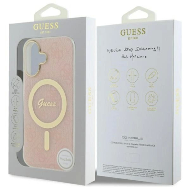 Dėklas Guess IML 4G MagSafe iPhone 16 Plus  - Rožinis 7