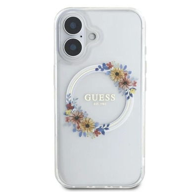 Dėklas Guess IML Flowers Wreath MagSafe iPhone 16 Plus  - Clear 2