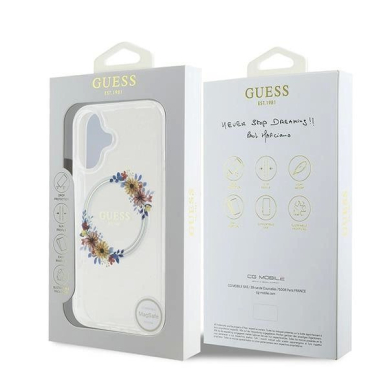 Dėklas Guess IML Flowers Wreath MagSafe iPhone 16 Plus  - Clear 7