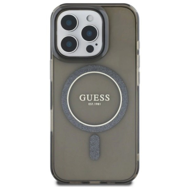 Dėklas Guess IML Glitter Circle MagSafe  iPhone 16 Pro - Juodas 2