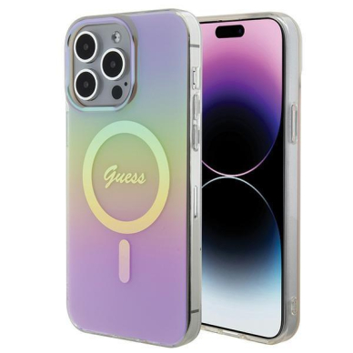 Dėklas Guess IML Iridescent MagSafe   iPhone 15 Pro - Rožinis