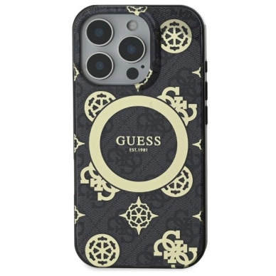 Dėklas Guess IML Peony On 4G Background MagSafe  iPhone 16 Pro - Juodas 2