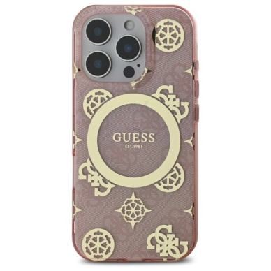 Dėklas Guess IML Peony On 4G Background MagSafe  iPhone 16 Pro Max - Rožinis 2