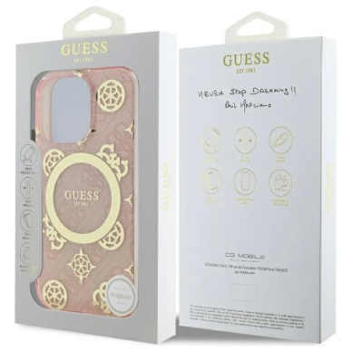 Dėklas Guess IML Peony On 4G Background MagSafe  iPhone 16 Pro Max - Rožinis 7