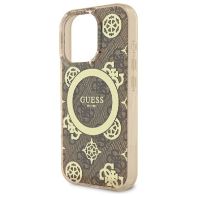 Dėklas Guess IML Peony On 4G Background MagSafe  iPhone 16 Pro Max - Rudas 5