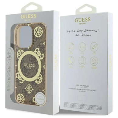 Dėklas Guess IML Peony On 4G Background MagSafe  iPhone 16 Pro Max - Rudas 7