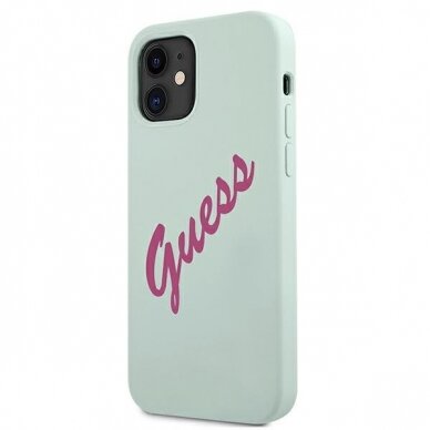 Dėklas Guess iPhone 12 mini 5.4" Silicone Vintage - Šviesiai Žalia  UGLX912 1