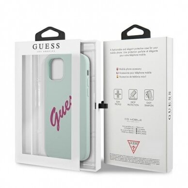 Dėklas Guess iPhone 12 mini 5.4" Silicone Vintage - Šviesiai Žalia  UGLX912 7