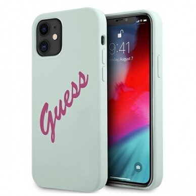 Dėklas Guess iPhone 12 mini 5.4" Silicone Vintage - Šviesiai Žalia  UGLX912