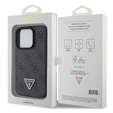 Dėklas Guess Leather 4G Diamond Triangle   iPhone 15 Pro Max - Juodas 7