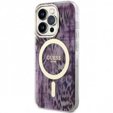 Dėklas Guess Leopard MagSafe GUHMP14LHLEOPWP iPhone 14 Pro Rožinis 1