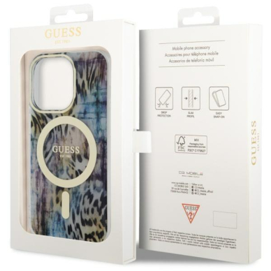 Dėklas Guess Leopard MagSafe GUHMP14XHLEOPWB iPhone 14 Pro Max Mėlynas 7