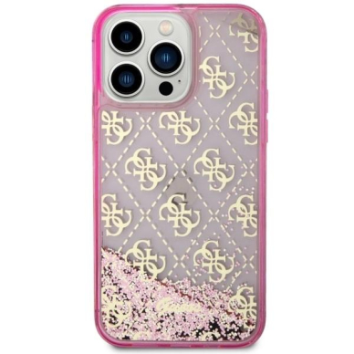 Dėklas Guess Liquid Glitter 4G Transculent GUHCP14LLC4PSGP iPhone 14 Pro Rožinis 2