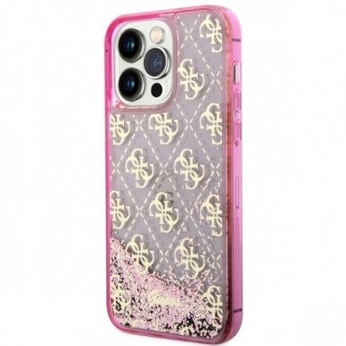 Dėklas Guess Liquid Glitter 4G Transculent GUHCP14XLC4PSGP iPhone 14 Pro Max Rožinis 1