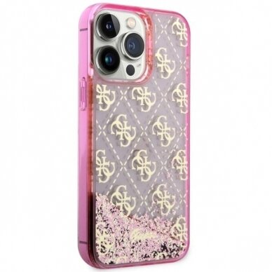 Dėklas Guess Liquid Glitter 4G Transculent GUHCP14XLC4PSGP iPhone 14 Pro Max Rožinis 3