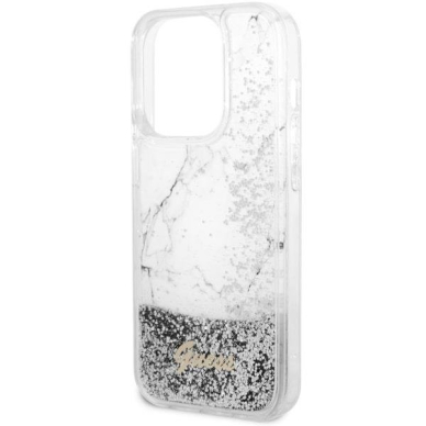 Dėklas Guess Liquid Glitter Marble GUHCP14LLCSGSGH iPhone 14 Pro Baltas 5