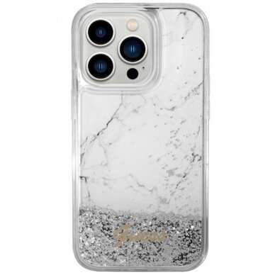 Dėklas Guess Liquid Glitter Marble GUHCP14XLCSGSGH iPhone 14 Pro Max Baltas 2