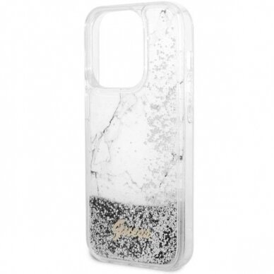 Dėklas Guess Liquid Glitter Marble GUHCP14XLCSGSGH iPhone 14 Pro Max Baltas 5