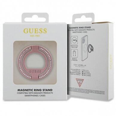 Dėklas Guess MagSafe Ring stand GUMRSALDGP Rožinis/Rožinis Rhinestone 3