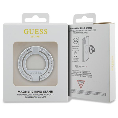 Dėklas Guess MagSafe Ring stand GUMRSALDGS Pilkas/Pilkas Rhinestone 3