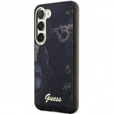 Dėklas Guess Marble GUHCS23MHTMRSK Samsung Galaxy S23 Plus S916 Juodas-auksinis 1