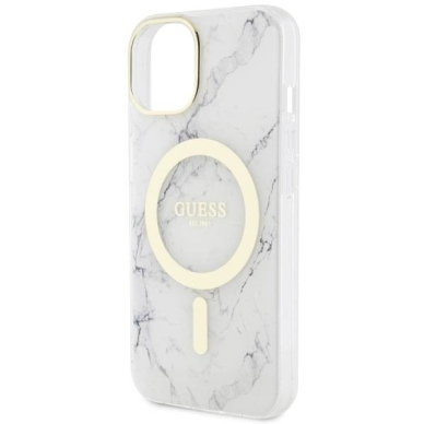 Dėklas Guess Marble MagSafe GUHMP14MPCUMAH iPhone 14 Plus Baltas 5