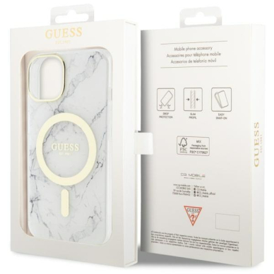 Dėklas Guess Marble MagSafe GUHMP14MPCUMAH iPhone 14 Plus Baltas 7