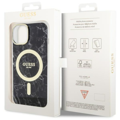 Dėklas Guess Marble MagSafe GUHMP14MPCUMAK iPhone 14 Plus Juodas 7