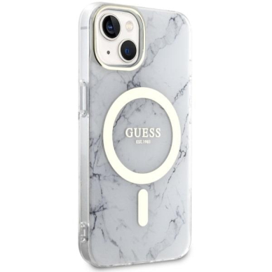 Dėklas Guess Marble MagSafe GUHMP14SPCUMAH iPhone 14 Baltas 3