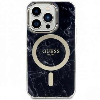 Dėklas Guess Marble MagSafe GUHMP14XPCUMAK iPhone 14 Pro Max Juodas 2