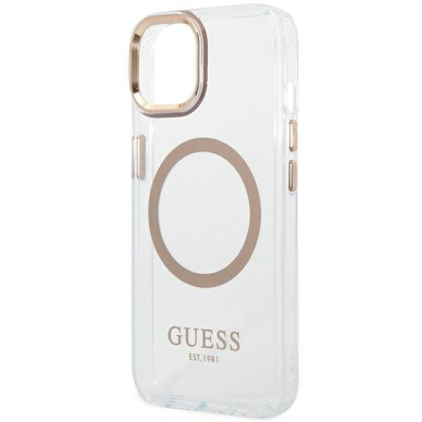 Dėklas Guess Metal Outline Magsafe GUHMP14SHTRMD iPhone 14 Auksinis 5