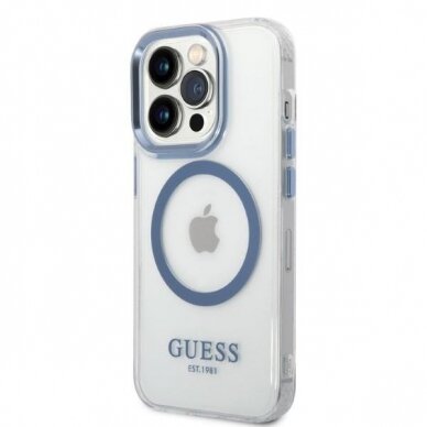 Dėklas Guess Metal Outline Magsafe GUHMP14XHTRMB iPhone 14 Pro Max Mėlynas 1