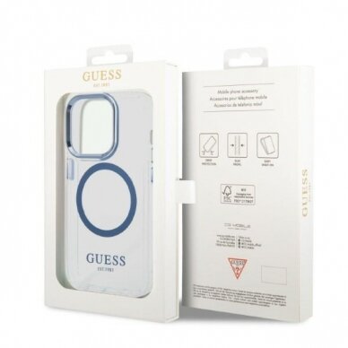 Dėklas Guess Metal Outline Magsafe GUHMP14XHTRMB iPhone 14 Pro Max Mėlynas 7