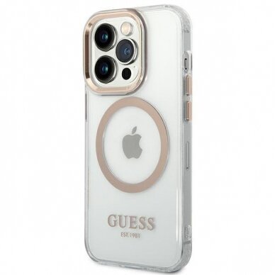 Dėklas Guess Metal Outline Magsafe GUHMP14XHTRMD iPhone 14 Pro Max Auksinis 1