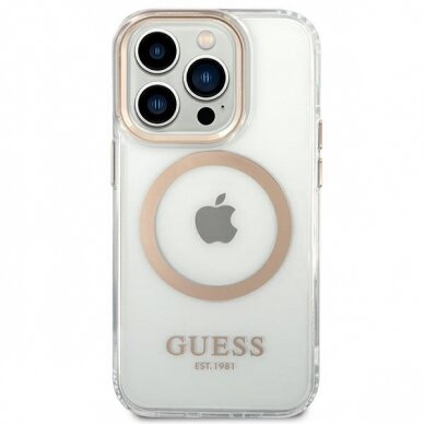 Dėklas Guess Metal Outline Magsafe GUHMP14XHTRMD iPhone 14 Pro Max Auksinis 2