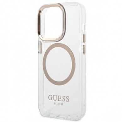 Dėklas Guess Metal Outline Magsafe GUHMP14XHTRMD iPhone 14 Pro Max Auksinis 5